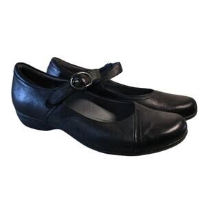 Dansko Fawna Black Milled Nappa Leather Mary Jane shoes Sz 42 Academia Cottage